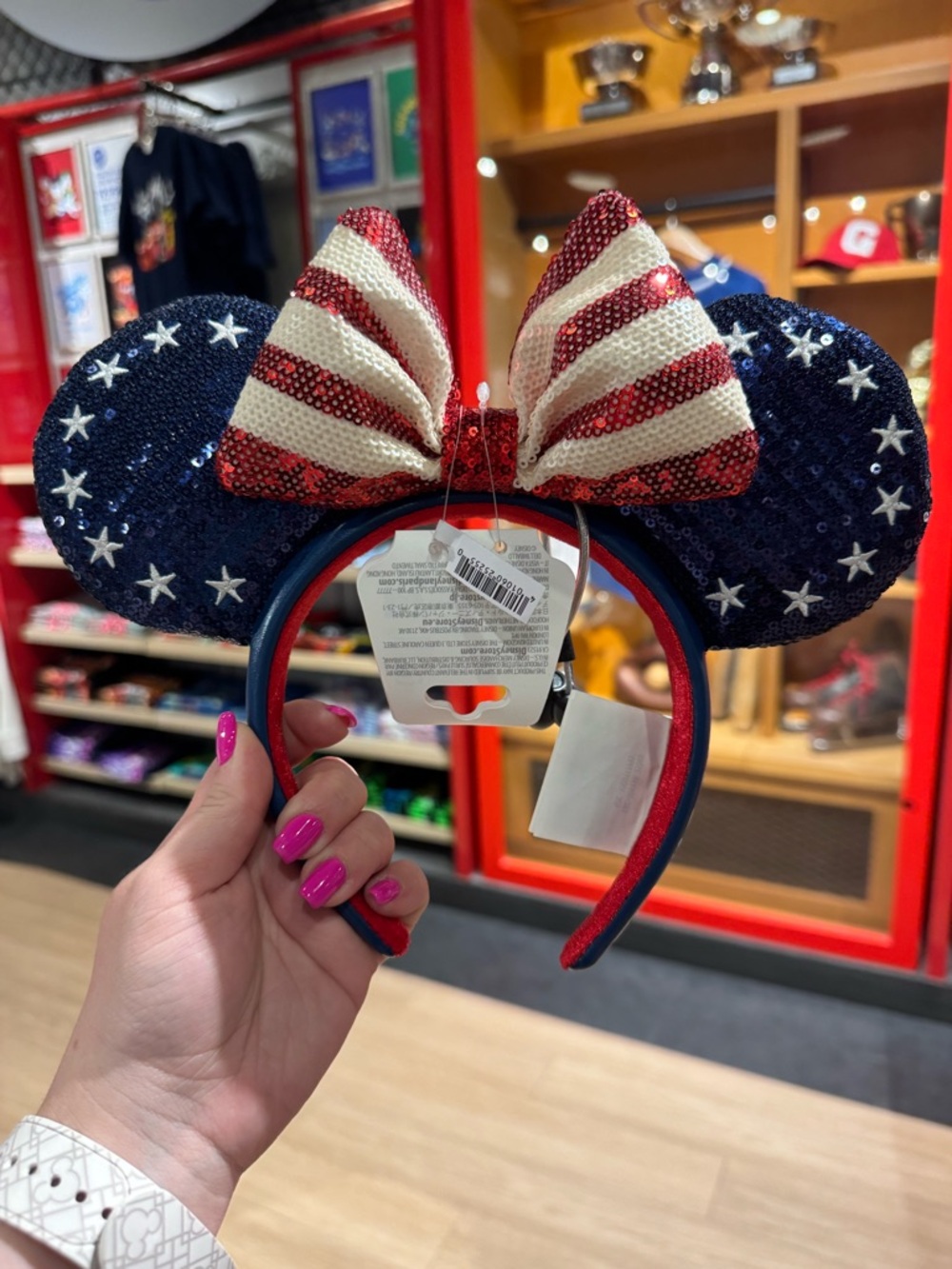 NWT! DISNEY PARKS MINNIE MOUSE AMERICANA SEQUINED 250th EAR HEADBAND